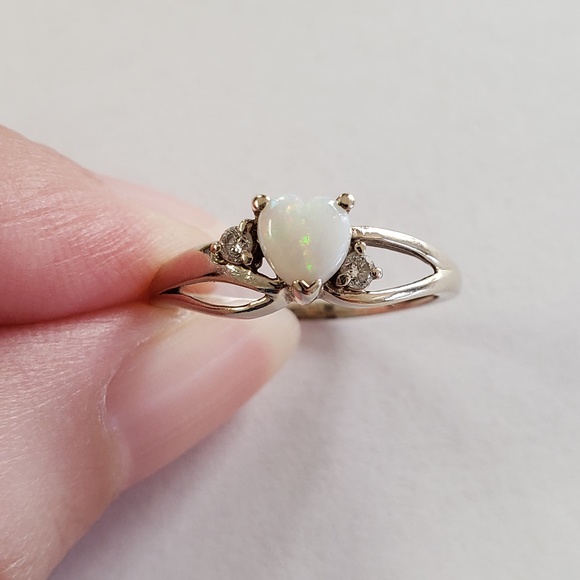 Macy's Jewelry - Beautiful Opal Diamonds 14 kt White Gold 6 Ring